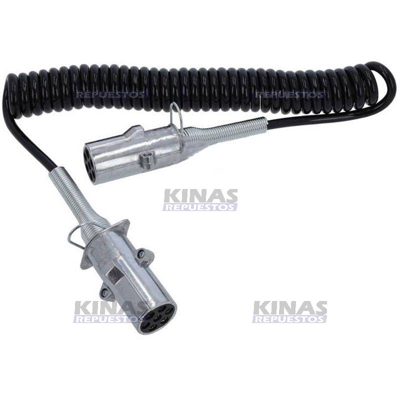 CABLE MANG ASPIRAL ELECTRICO C/ENCHUFE HEMBRA/HEMBRA ALUMINIO 7 POLOS