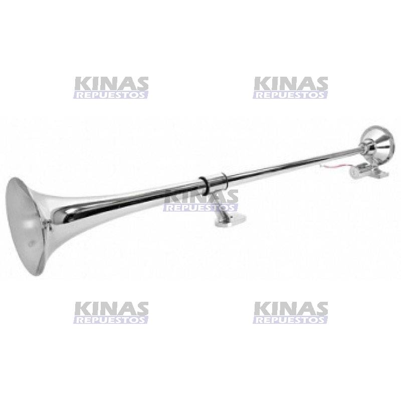 BOCINA AIRE FRANCESA RERONDA CROMADA 12/24V 740MM