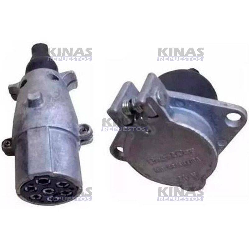 TOMADA/CONECTOR ELETRICA 7P COMPLETO REDONDO (ALUMINIO)