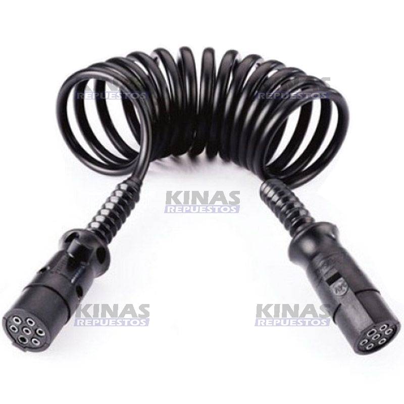 CABLE MANGUERA ASPIRAL ELECTRICO C/ENCHUFE HEMBRA/HEMBRA ALUMINIO 7 POLOS