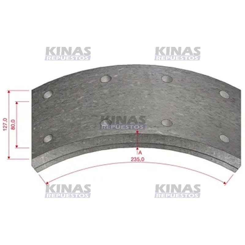 FIBRA FRENO 5" 4PIEZA 8AGUJERO SCANIA DELANTERO/TRUCK STD | DS/728/TH-178 STD