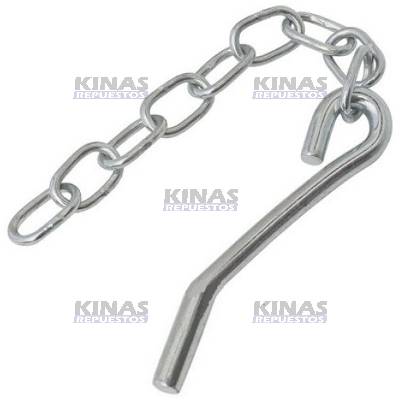 PINO/PERNO TRAVA CARROCERIA CARRETA 7MM GUERRA C/CADENA (PUNTA DOBLADA) | 2448