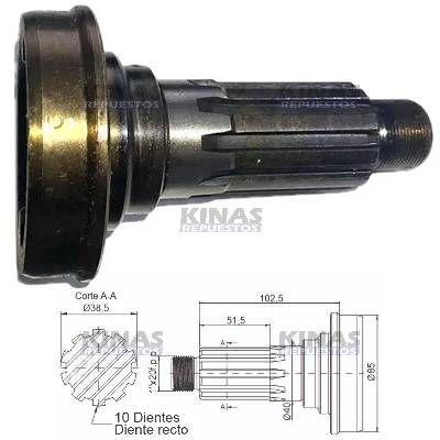 PUNTERA FIXA CARDAN SOLDABLE C/ROSCA 1PX20 MBB 809/812/912 F4000 40MM | PT1032/41.089/41089/801502