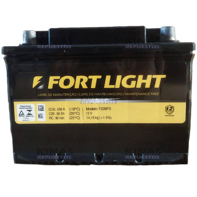 BATERIA 12V 60AMPERES DERECHO (CCA 430) | F22MPD