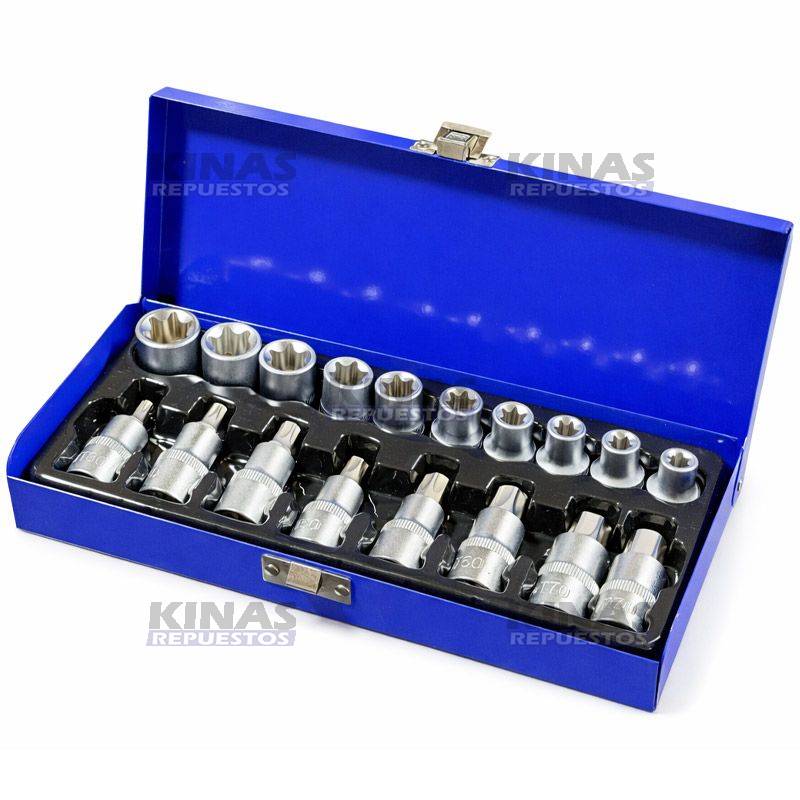 JUEGO LLAVE TUBOS TORX MACHO/HEMBRA 1/2 16 PIEZAS | 4771