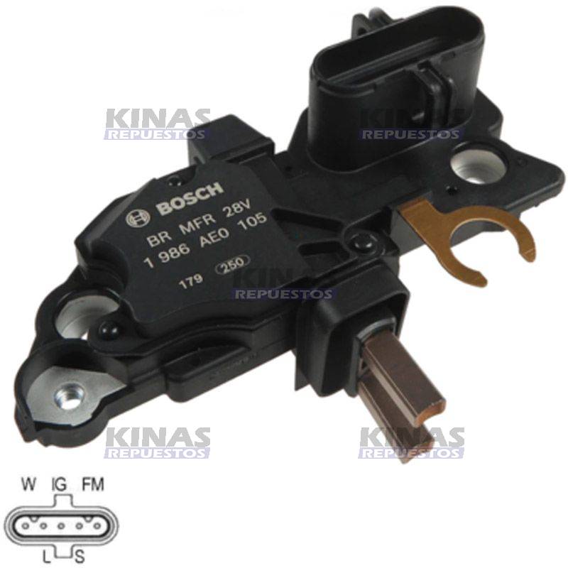 REGULADOR VOLTAJE ALTERNADOR SCANIA 80A 124/S5/MBB 28V | 1986AE0105/1.21314/1501245/Z35151DT