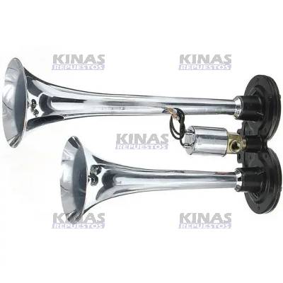 BOCINA CORNETA DOBLE CROMADA 12V | GB-1005/GB1005