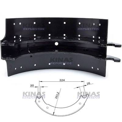 ZAPATA FRENO CARRETA 8" FIBRA CA32/DUR332/TH4516 (MODERNO) | DC-332/CA32/K1831/BZ-0181/MB10181