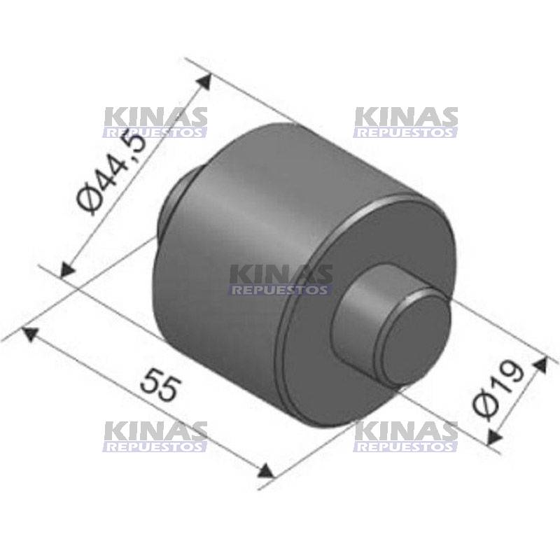ROLDANA ZAPATA FRENO CARRETA 44.5X19X55MM | 2295/14005