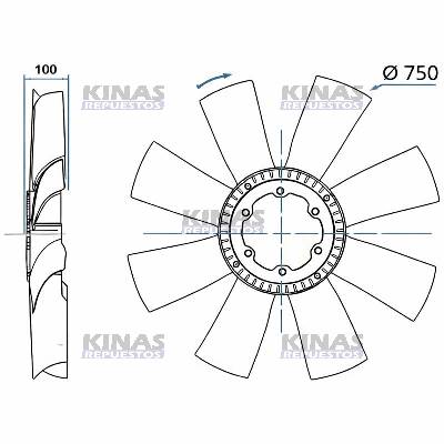 HELICE VENTILADOR SCANIA 124/S4 75CM 8ALETA S/VISCO (CABINE ALTA) | 041.406/1392261/1393424/571082
